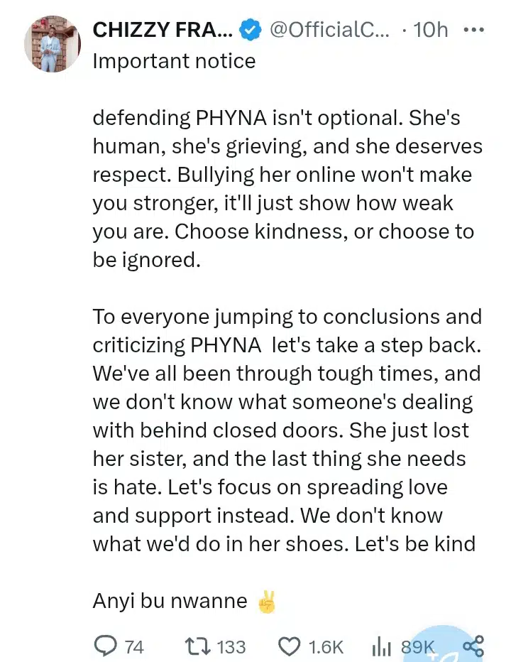 Chizzy defends Phyna