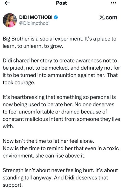 Big Brother Mzansi Didi explosive